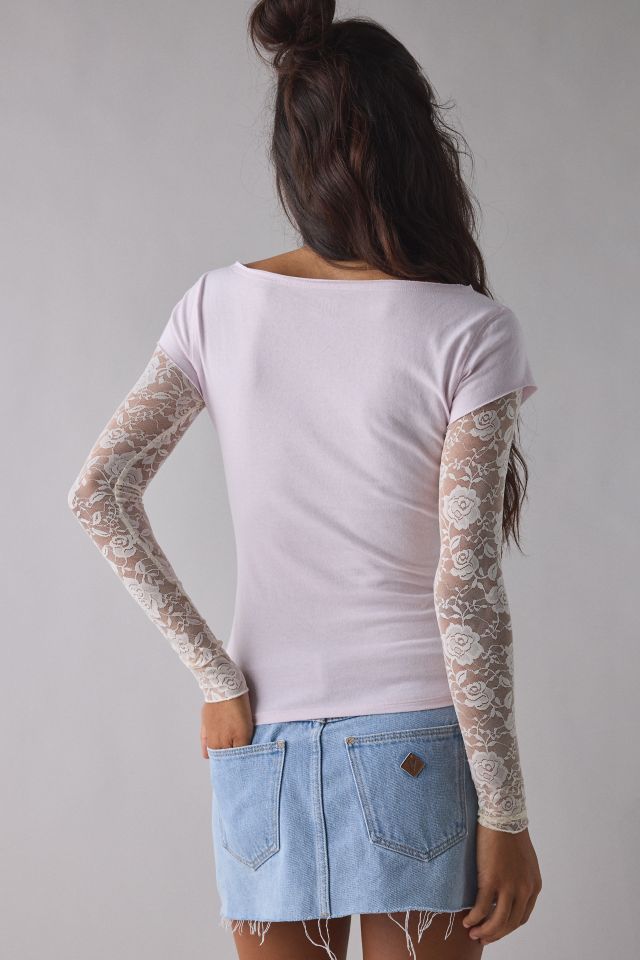 BDG Sloane Graphic Lace Layered Twofer Long Sleeve Tee #2