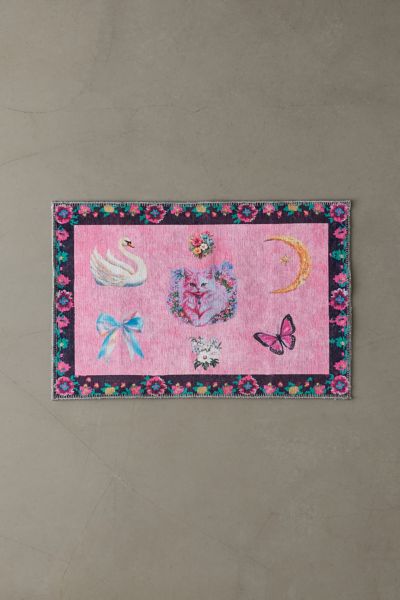 Urban Outfitters Maddie Coquette Washable Printed Rug In Pink At  In Pink