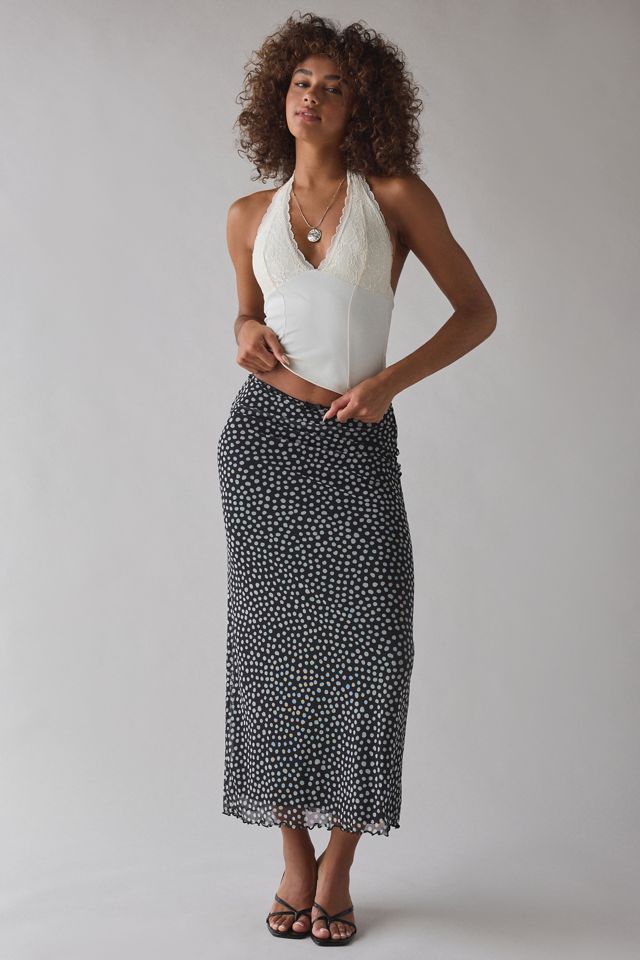 UO Luna Mixed Lace Trim Plunge Halter Top #2
