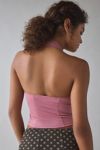UO Luna Mixed Lace Trim Plunge Halter Top
