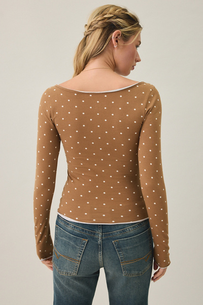 Out From Under Betty Boatneck Long Sleeve Henley Top