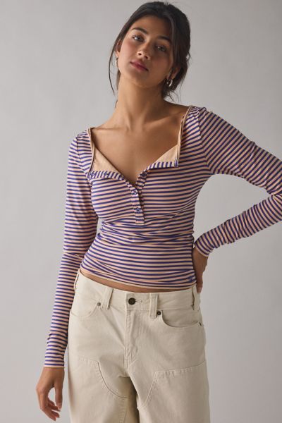 Out From Under Betty Boatneck Long Sleeve Henley Top Product Page