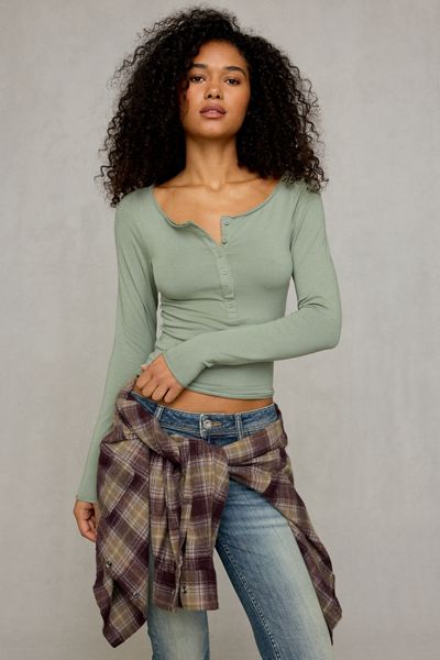 Out From Under Betty Boatneck Long Sleeve Henley Top