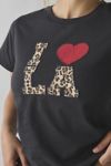 I Heart LA Animal Print Applique Graphic Slim Tee