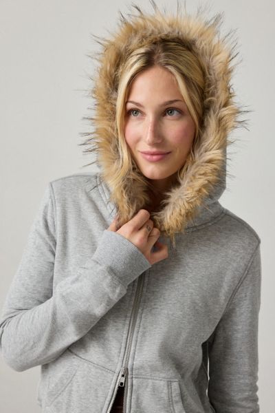 Out From Under Bundle Up Faux Fur Trim Zip-Up Hoodie Sweatshirt