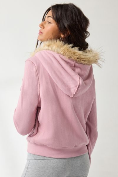 Out From Under Bundle Up Faux Fur Trim Zip-Up Hoodie Sweatshirt