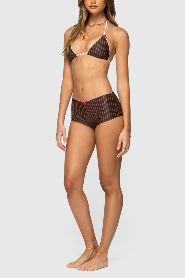 Edikted Pinstripe Triangle Bikini Top #3