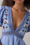 Kimchi Blue Flower Fields Embroidered Lace Trim Babydoll Mini Dress