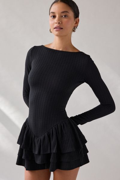 Kimchi Blue Ruffled Up Basque Waist Scoop Back Romper Product Page