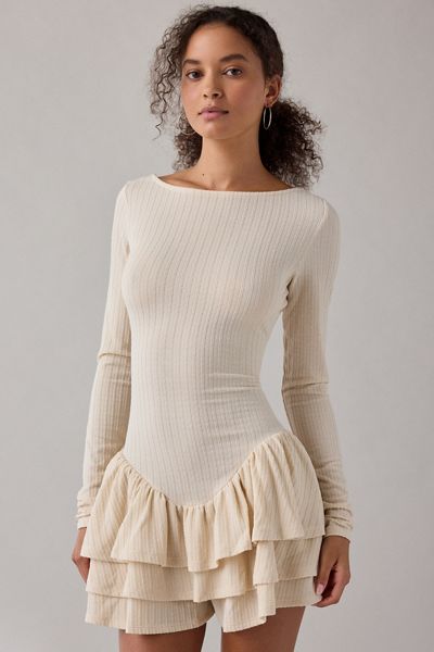 Kimchi Blue Ruffled Up Basque Waist Scoop Back Romper