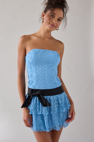 Kimchi Blue Apple Of My Eye Strapless Drop Waist Bow Mini Dress