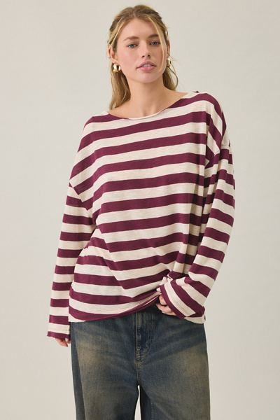 BDG Kurt Off-The-Shoulder Long Sleeve Tee in Rust, Women's at Urban Outfitters