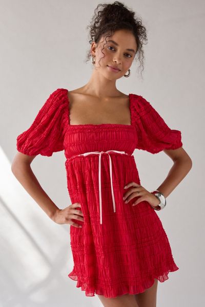 Kimchi Blue Daphne Ruffle Puff Sleeve Babydoll Mini Dress