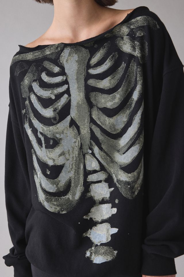 BDG Jessa Skeleton Graphic Off-The-Shoulder Pullover #1