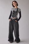 Silence + Noise Sloane Black Cat Graphic Twofer Long Sleeve Tee