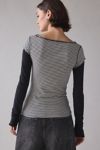 Silence + Noise Sloane Black Cat Graphic Twofer Long Sleeve Tee