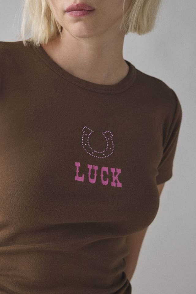 Good Luck Horseshoe Diamanté Graphic Baby Tee #3