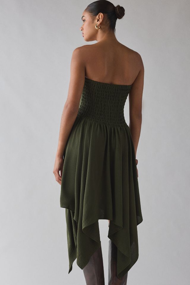 UO Be My World Strapless Asymmetrical Hanky Hem Knee-Length Dress #4