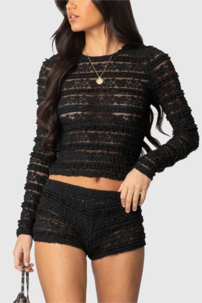 Edikted Maisley Sheer Lace Shorts In Black, Women's At Urban Outfitters