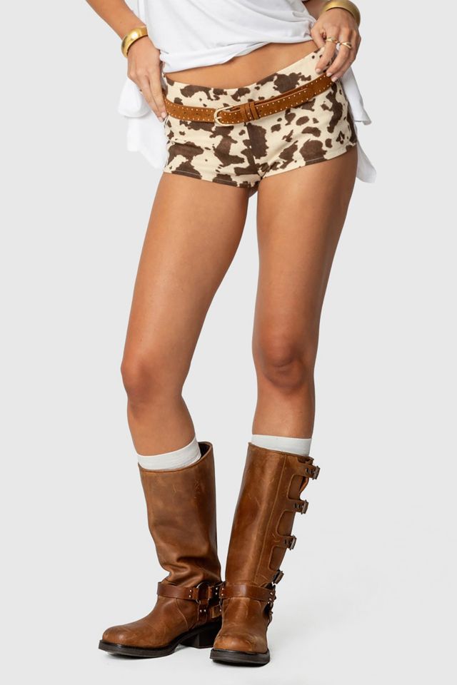 Edikted Cow Printed Low Rise Micro Shorts | Urban Outfitters