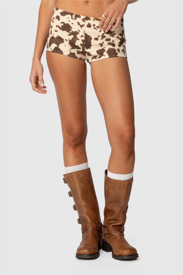 Edikted Cow Printed Low Rise Micro Shorts | Urban Outfitters