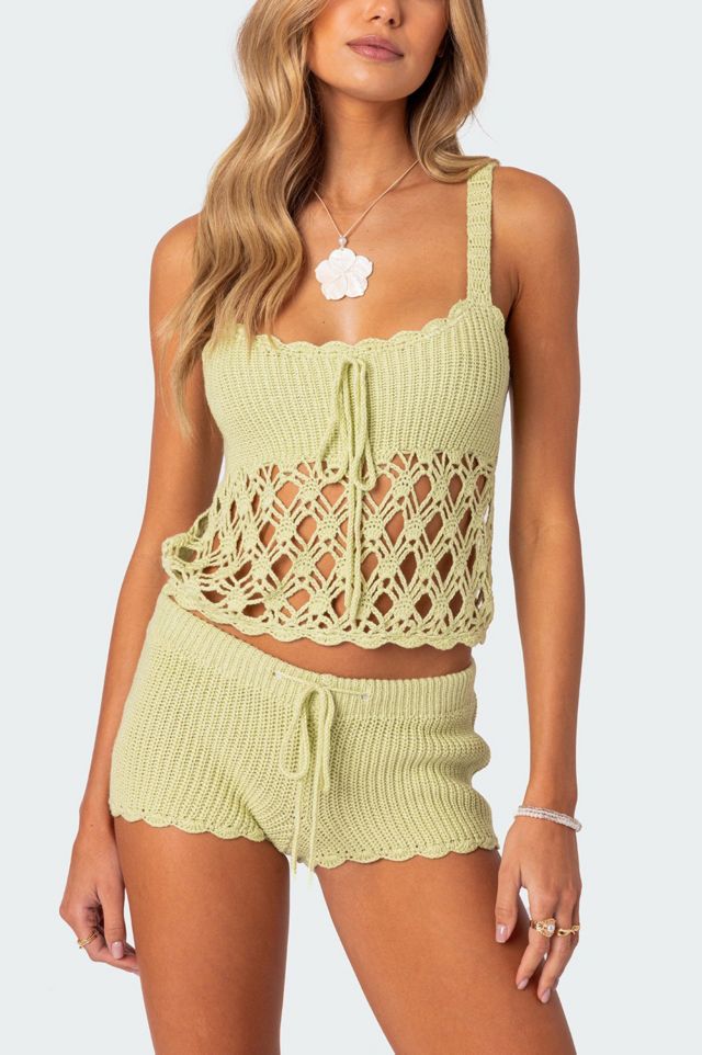 Edikted Danika Crochet Shorts #1