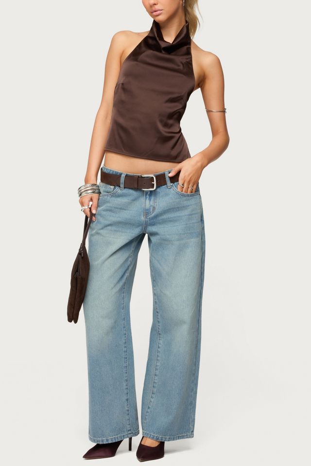 Edikted Petite Raelynn Washed Low Rise Jeans