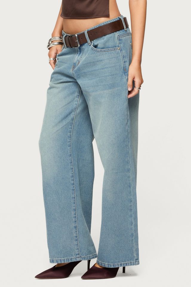 Edikted Petite Raelynn Washed Low Rise Jeans