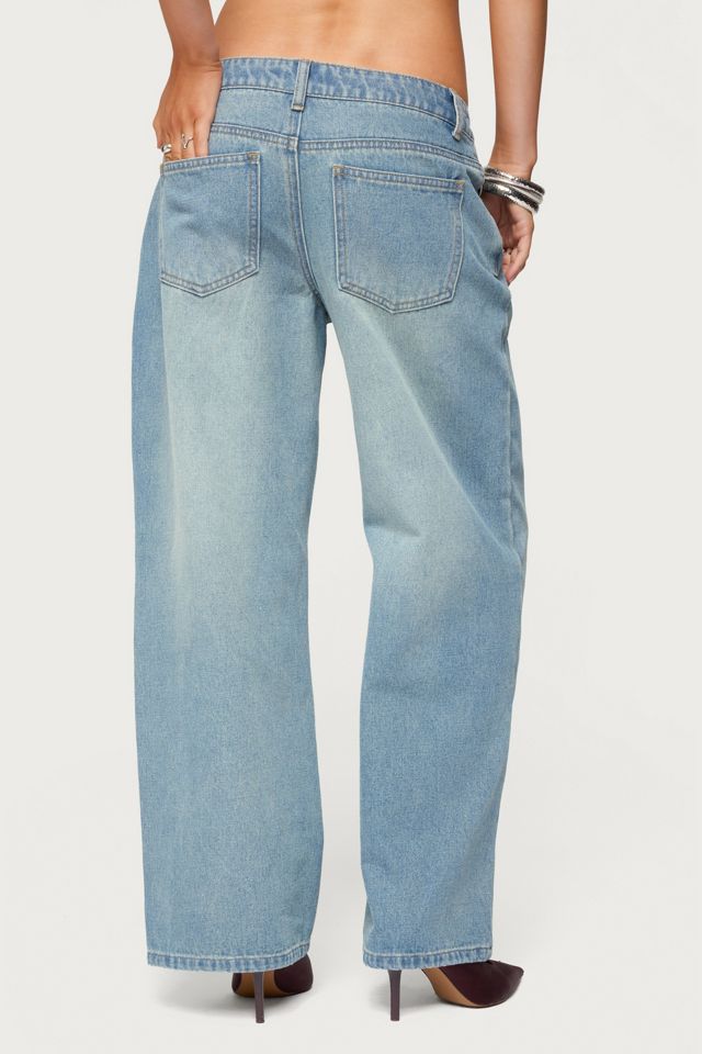 Edikted Petite Raelynn Washed Low Rise Jeans
