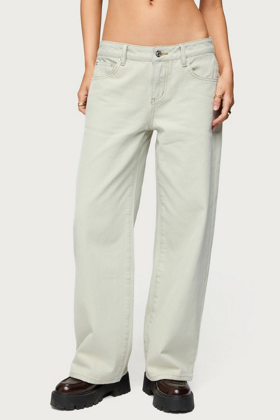 Edikted Petite Raelynn Washed Low Rise Jeans In Blue/vintage/washed, Women's At Urban Outfitters