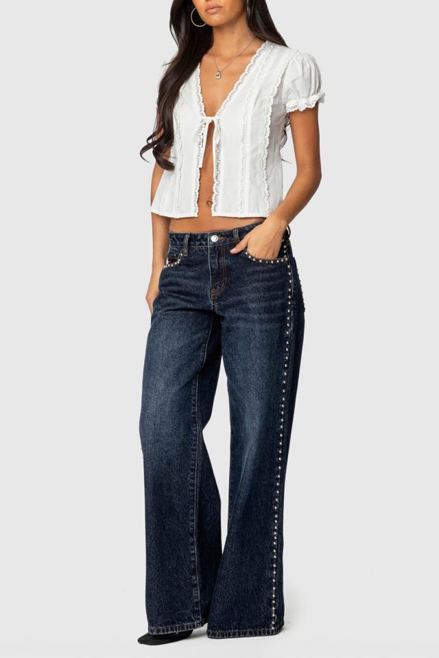 Edikted Stassie Studded Low Rise Jeans #3