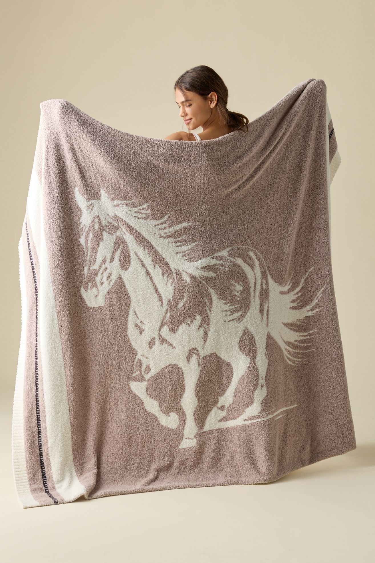 Barefoot Dreams CozyChic Stallion Throw Blanket - Cream, Regular, ONE SIZE