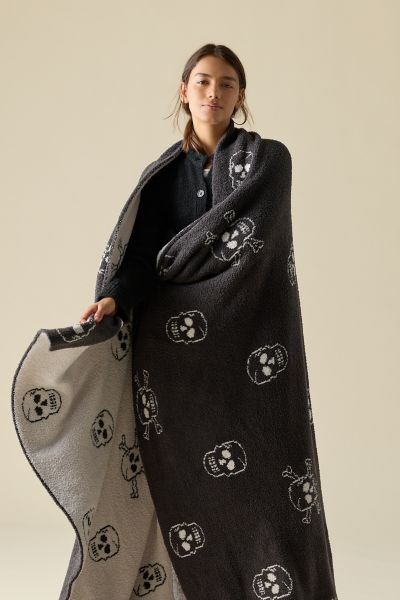 Barefoot Dreams CozyChic Skull Print Throw Blanket