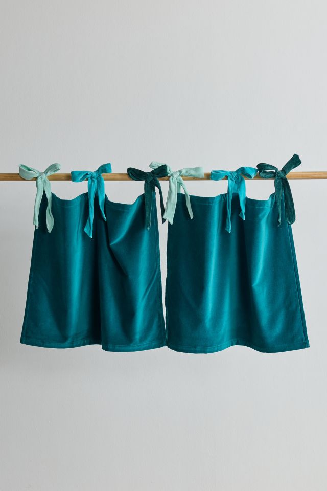 Velvet Tie Top Café Curtain Set #1