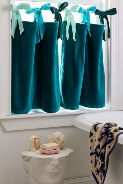 Velvet Tie Top Café Curtain Set