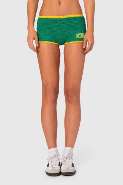 Edikted Brasil Crochet Shorts In Green, Women's At Urban Outfitters