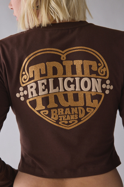 True Religion Heritage Puff Glitter Graphic Long Sleeve Baby Tee