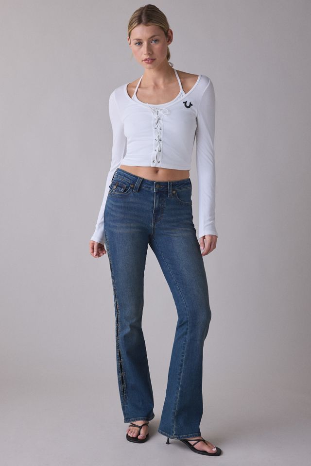 True Religion Lace-Up Front Layered Rib Long Sleeve Top #4
