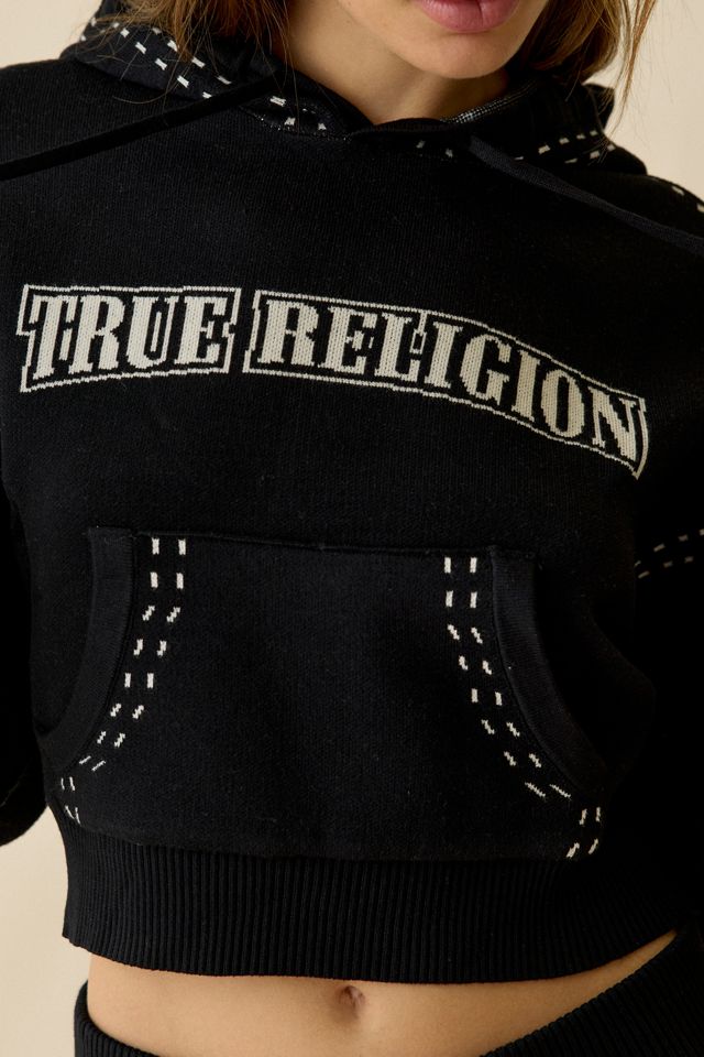 Chandail à capuchon avec logo graphique en jacquard True Religion #1