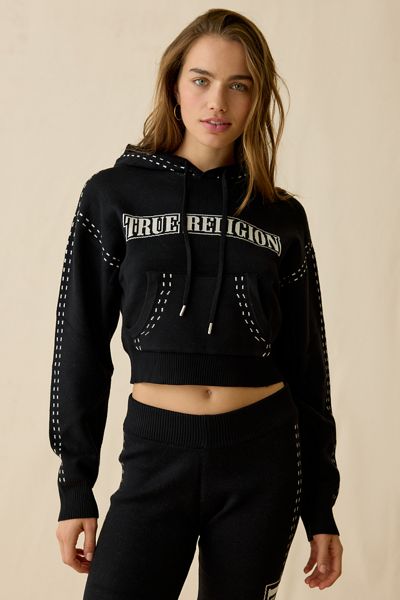 True Religion Jacquard Logo Graphic Hoodie Sweatshirt
