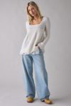 Kimchi Blue Hannah Printed Ruffle Trim Babydoll Sweater