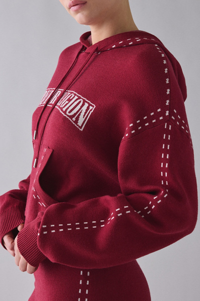 True Religion Jacquard Logo Graphic Sweater Hoodie Sweatshirt