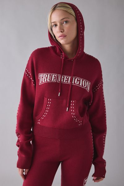 True Religion Jacquard Logo Graphic Sweater Hoodie Sweatshirt