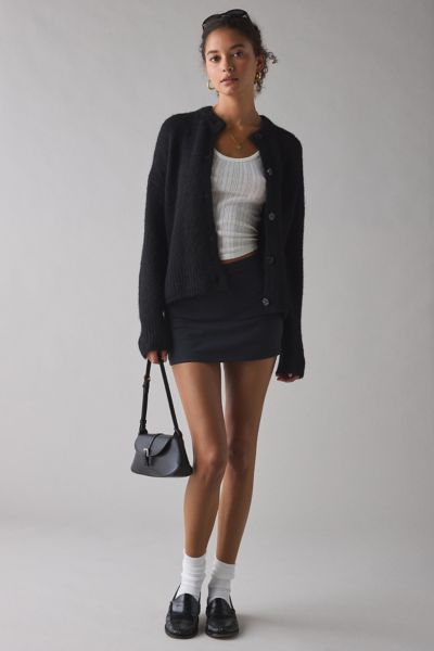 Bdg Becca Brushed Knit Oversized Cardigan In Black, Women's At Urban Outfitters In Black