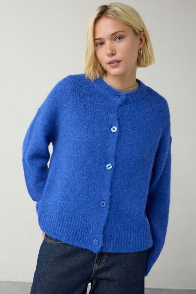 Bdg Becca Brushed Knit Oversized Cardigan In Blue, Women's At Urban Outfitters In Blue