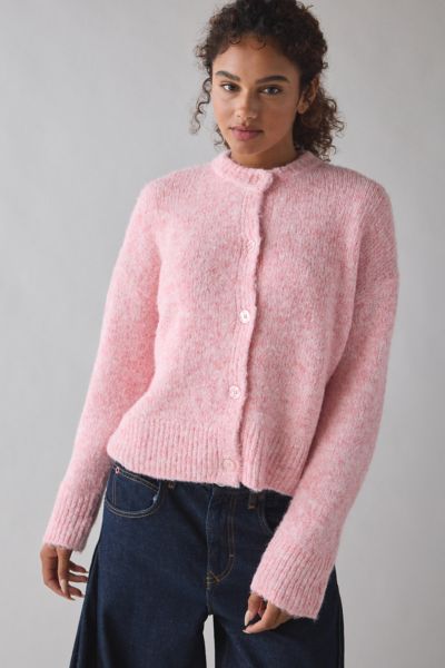 Bdg Becca Brushed Knit Oversized Cardigan In Pink, Women's At Urban Outfitters In Pink