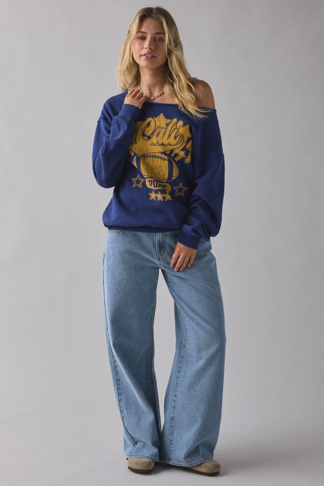 Cali Football Graphic Off-The-Shoulder Pullover #1