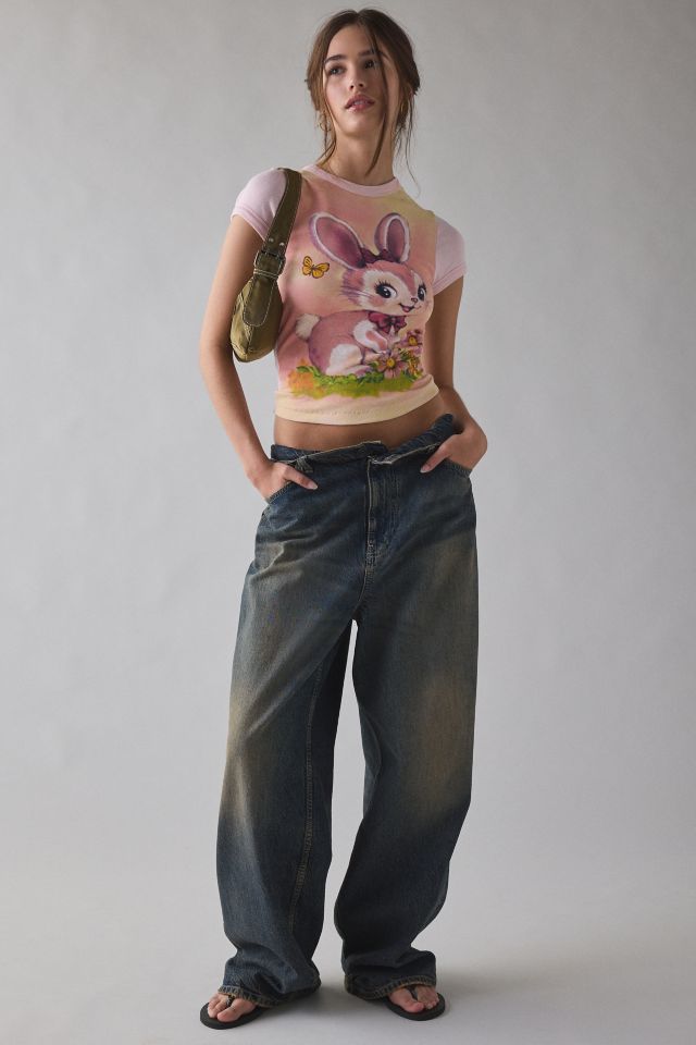 Kimchi Blue Too Perfect Bunny Graphic Baby Tee #1