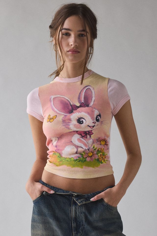 Kimchi Blue Too Perfect Bunny Graphic Baby Tee #3