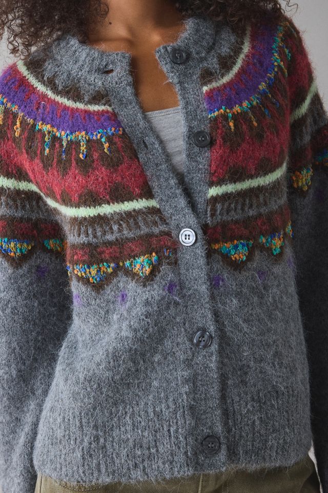 BDG Becca Fairisle Brushed Knit Oversized Cardigan #1